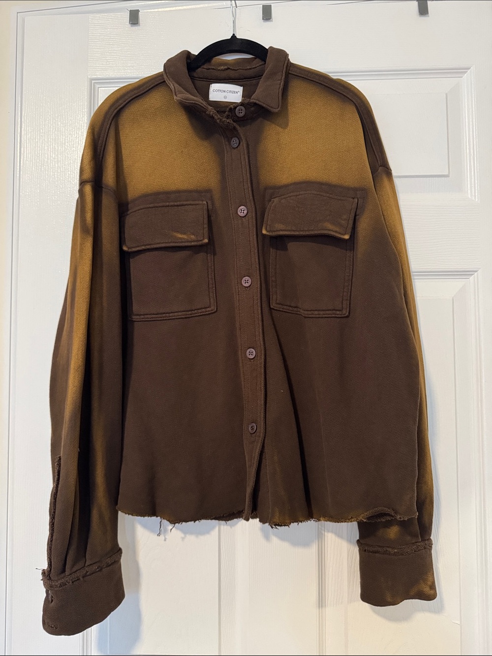 Cotton Citizen Brooklyn Brown/Gold Button-Front Shirt Jacket Women’s Size XS